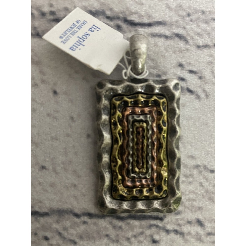Lia Sophia NWT Nexus Slide Mixed‎ Metal Rectangular Pendant